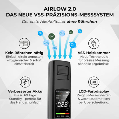 Airlow™ 2.0 - Präziser Alkoholtester für deinen Alltag